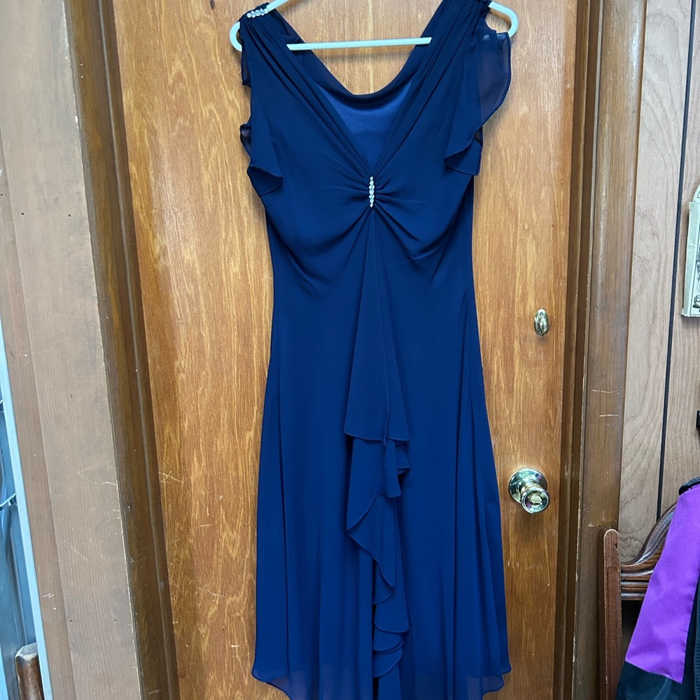 SL Fashions Midnight Blue Backless Dress with Sparkling Accents - Picture 3 of 5